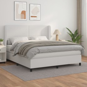 Cama box spring con colchón cuero sintético blanco 160x200 cm de vidaXL, Camas y somieres - Ref: Foro24-3128920, Precio: 613,...