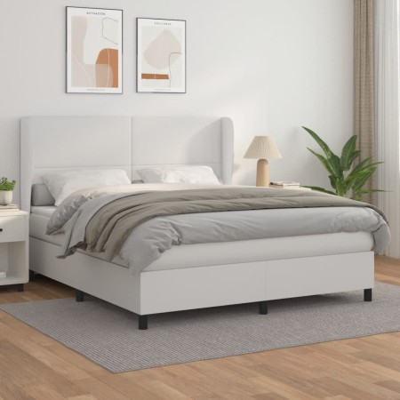 Cama box spring con colchón cuero sintético blanco 160x200 cm de vidaXL, Camas y somieres - Ref: Foro24-3128920, Precio: 613,...
