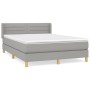 Cama box spring con colchón tela gris claro 140x190 cm de vidaXL, Camas y somieres - Ref: Foro24-3130345, Precio: 477,21 €, D...