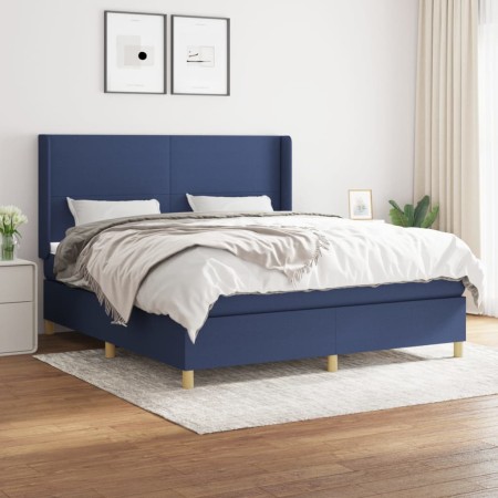 Cama box spring con colchón tela azul 160x200 cm de vidaXL, Camas y somieres - Ref: Foro24-3131847, Precio: 577,87 €, Descuen...