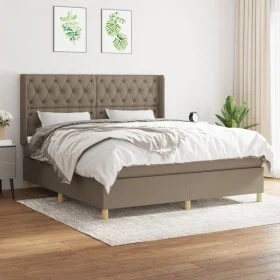 Cama box spring con colchón tela gris taupe 160x200 cm de vidaXL, Camas y somieres - Ref: Foro24-3132245, Precio: 633,46 €, D...