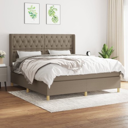 Cama box spring con colchón tela gris taupe 160x200 cm de vidaXL, Camas y somieres - Ref: Foro24-3132245, Precio: 649,13 €, D...