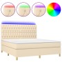Cama box spring colchón y luces LED tela crema 160x200 cm de vidaXL, Camas y somieres - Ref: Foro24-3135690, Precio: 641,86 €...