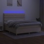 Cama box spring colchón y luces LED tela crema 160x200 cm de vidaXL, Camas y somieres - Ref: Foro24-3135690, Precio: 641,86 €...