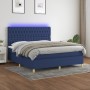 Cama box spring colchón y luces LED tela azul 160x200 cm de vidaXL, Camas y somieres - Ref: Foro24-3135691, Precio: 591,22 €,...