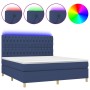 Cama box spring colchón y luces LED tela azul 160x200 cm de vidaXL, Camas y somieres - Ref: Foro24-3135691, Precio: 591,22 €,...