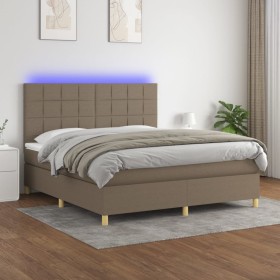 Cama box spring colchón y luces LED tela gris taupe 160x200 cm de vidaXL, Camas y somieres - Ref: Foro24-3135449, Precio: 574...
