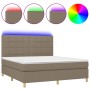 Cama box spring colchón y luces LED tela gris taupe 160x200 cm de vidaXL, Camas y somieres - Ref: Foro24-3135449, Precio: 574...