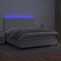 Cama box spring colchón y LED cuero sintético blanco 160x200 cm de vidaXL, Camas y somieres - Ref: Foro24-3135832, Precio: 59...