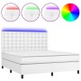 Cama box spring colchón y LED cuero sintético blanco 160x200 cm de vidaXL, Camas y somieres - Ref: Foro24-3135952, Precio: 58...