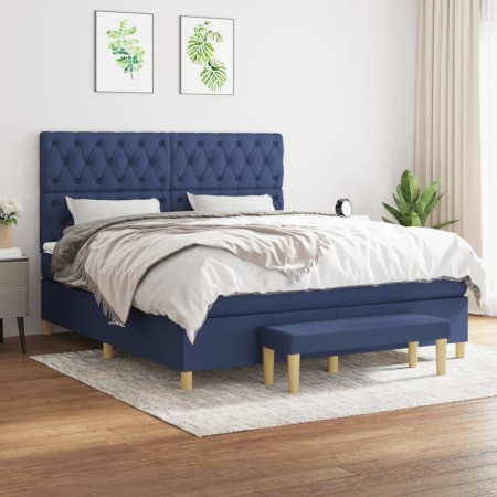 Cama box spring con colchón tela azul 160x200 cm de vidaXL, Camas y somieres - Ref: Foro24-3137411, Precio: 627,40 €, Descuen...