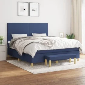 Cama box spring con colchón tela azul 160x200 cm de vidaXL, Camas y somieres - Ref: Foro24-3137011, Precio: 593,89 €, Descuen...