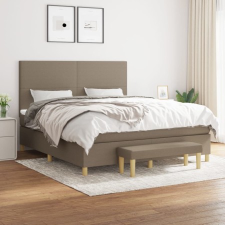 Cama box spring con colchón tela gris taupe 160x200 cm de vidaXL, Camas y somieres - Ref: Foro24-3137009, Precio: 656,33 €, D...