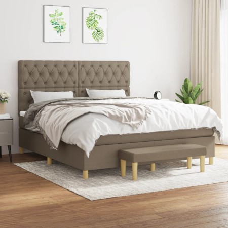 Cama box spring con colchón tela gris taupe 160x200 cm de vidaXL, Camas y somieres - Ref: Foro24-3137409, Precio: 680,10 €, D...