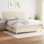 Cama box spring con colchón tela color crema 160x200 cm de vidaXL, Camas y somieres - Ref: Foro24-3142590, Precio: 631,21 €, ...