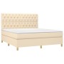 Cama box spring con colchón tela color crema 160x200 cm de vidaXL, Camas y somieres - Ref: Foro24-3142590, Precio: 631,21 €, ...