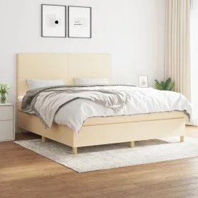 Cama box spring con colchón tela color crema 160x200 cm de vidaXL, Camas y somieres - Ref: Foro24-3142190, Precio: 607,47 €, ...