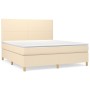 Cama box spring con colchón tela color crema 160x200 cm de vidaXL, Camas y somieres - Ref: Foro24-3142190, Precio: 597,62 €, ...