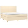 Cama box spring con colchón tela color crema 160x200 cm de vidaXL, Camas y somieres - Ref: Foro24-3142190, Precio: 597,62 €, ...