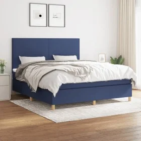 Cama box spring con colchón tela azul 160x200 cm de vidaXL, Camas y somieres - Ref: Foro24-3142191, Precio: 559,30 €, Descuen...