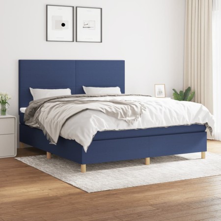 Cama box spring con colchón tela azul 160x200 cm de vidaXL, Camas y somieres - Ref: Foro24-3142191, Precio: 570,35 €, Descuen...