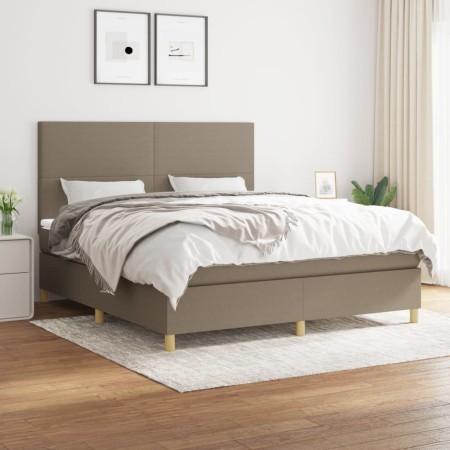 Cama box spring con colchón tela gris taupe 160x200 cm de vidaXL, Camas y somieres - Ref: Foro24-3142189, Precio: 606,80 €, D...