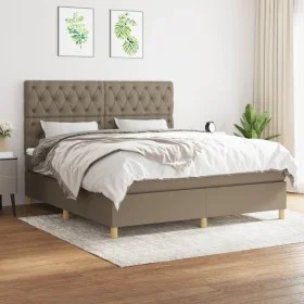 Cama box spring con colchón tela gris taupe 160x200 cm de vidaXL, Camas y somieres - Ref: Foro24-3142589, Precio: 626,74 €, D...