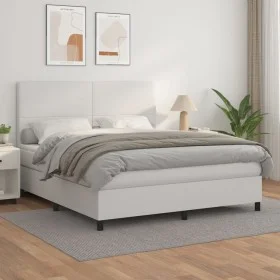 Boxspringbett mit weißer Kunstledermatratze 160x200 cm von vidaXL, Betten und Lattenroste - Ref: Foro24-3142732, Preis: 573,3...