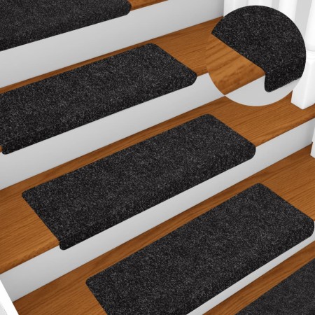 Felpudos autoadhesivos para escaleras, 10 unidades, 65 x 21 x 4 cm, borde rectangular, color negro en Hogar | Comprar online en 