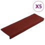Felpudos autoadhesivos para escaleras, 5 unidades, 65 x 21 x 4 cm, borde rectangular, color rojo burdeos en Hogar | Comprar onli