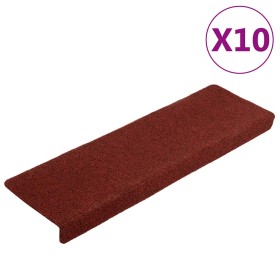 Felpudos autoadhesivos para escaleras, 10 unidades, 65 x 21 x 4 cm, borde rectangular, color rojo burdeos en Hogar | Comprar onl