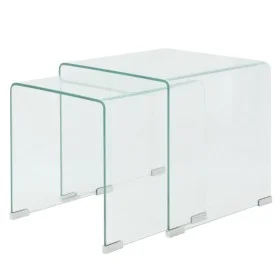Set de dos mesas de centro apilables vidrio templado claro de vidaXL, Mesas de centro - Ref: Foro24-244191, Precio: 156,94 €,...