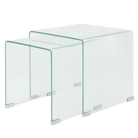 Set de dos mesas de centro apilables vidrio templado claro de vidaXL, Mesas de centro - Ref: Foro24-244191, Precio: 159,72 €,...
