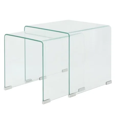 Set de dos mesas de centro apilables vidrio templado claro de vidaXL, Mesas de centro - Ref: Foro24-244191, Precio: 156,94 €,...
