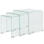Set de tres mesas de centro apilables vidrio templado claro de vidaXL, Mesas de centro - Ref: Foro24-244190, Precio: 193,96 €...