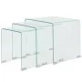 Set de tres mesas de centro apilables vidrio templado claro de vidaXL, Mesas de centro - Ref: Foro24-244190, Precio: 198,90 €...