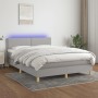 Cama box spring colchón y luces LED tela gris claro 140x190 cm de vidaXL, Camas y somieres - Ref: Foro24-3133629, Precio: 452...