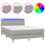 Cama box spring colchón y luces LED tela gris claro 140x190 cm de vidaXL, Camas y somieres - Ref: Foro24-3133629, Precio: 452...