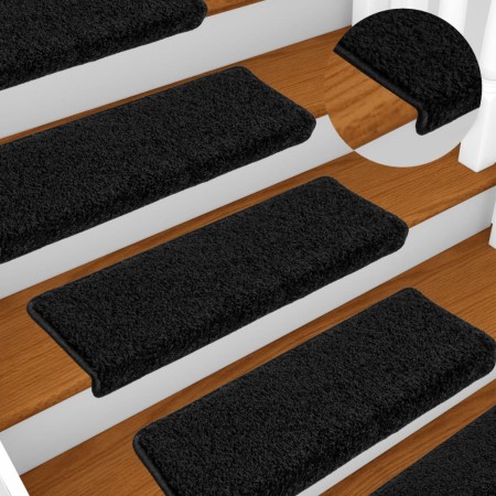 Alfombrillas para escaleras 10 unidades 65x21x4 cm Negro Borde Rectangular en Hogar | Comprar online en Foru.es