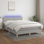 Cama box spring colchón y luces LED tela gris claro 140x190 cm de vidaXL, Camas y somieres - Ref: Foro24-3133549, Precio: 472...