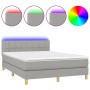 Cama box spring colchón y luces LED tela gris claro 140x190 cm de vidaXL, Camas y somieres - Ref: Foro24-3133709, Precio: 474...