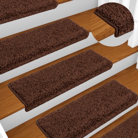 Alfombrillas para escaleras 10 unidades 65x21x4 cm Marrón Borde Rectangular en Hogar | Comprar online en Foru.es