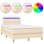 Cama box spring con colchón y LED tela crema 120x200 cm de vidaXL, Camas y somieres - Ref: Foro24-3133946, Precio: 393,02 €, ...