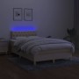 Cama box spring con colchón y LED tela crema 120x200 cm de vidaXL, Camas y somieres - Ref: Foro24-3133946, Precio: 393,02 €, ...
