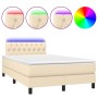 Cama box spring con colchón y LED tela crema 120x200 cm de vidaXL, Camas y somieres - Ref: Foro24-3133386, Precio: 384,85 €, ...
