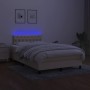 Cama box spring con colchón y LED tela crema 120x200 cm de vidaXL, Camas y somieres - Ref: Foro24-3133386, Precio: 384,85 €, ...