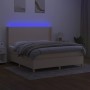 Cama box spring colchón y luces LED tela crema 160x200 cm de vidaXL, Camas y somieres - Ref: Foro24-3138730, Precio: 613,62 €...