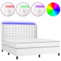 Cama box spring colchón y LED cuero sintético blanco 160x200 cm de vidaXL, Camas y somieres - Ref: Foro24-3139392, Precio: 60...