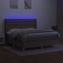 Cama box spring colchón y luces LED tela gris taupe 160x200 cm de vidaXL, Camas y somieres - Ref: Foro24-3139129, Precio: 658...