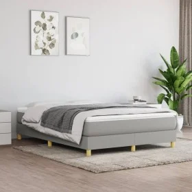 Box spring bed with light gray fabric mattress 140x190 cm by vidaXL, Beds and slatted bases - Ref: Foro24-3144167, Price: 428...